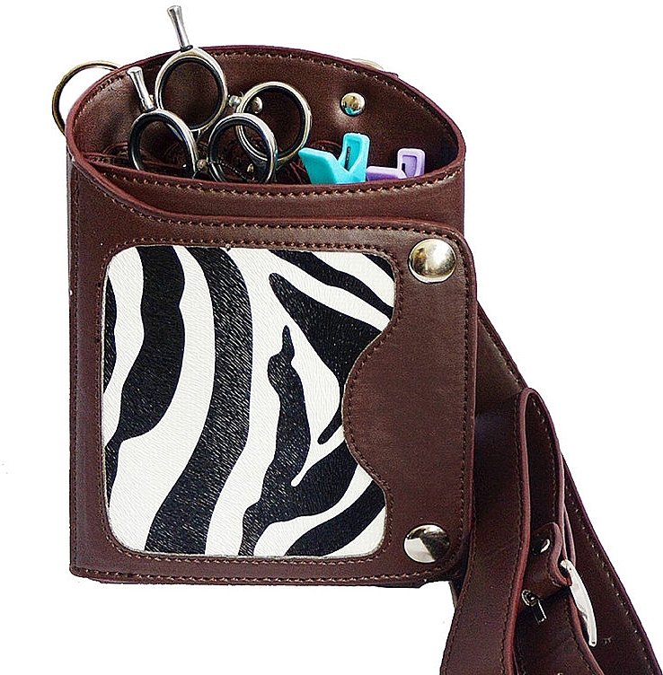 Парикмахерская сумка для инструментов "Зебра", коричневая - Xhair Zebra — фото N1