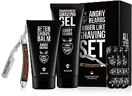 Набір - Angry Beards Arber Like Shaving Set (ash/balm/150ml + ash/gel/250ml + accessories/1pc + patch/3pcs) — фото N1