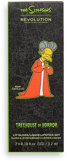 Набір для макіяжу губ - Makeup Revolution The Simpsons Treehouse of Horror Lip Set Vampire Mr. Burns (lipgloss/3.2ml + lipstick/3.2ml) — фото N1