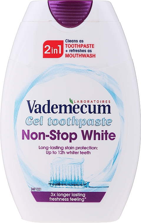 Зубна паста 2 в 1 відбілювальна - Vademecum Non-Stop White 2in1 Toothpaste + Mouthwash