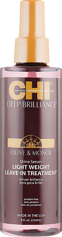 Незмивна сироватка-шовк для волосся  - CHI Deep Brilliance Shine Serum Light Weight Leave-In Treatment — фото N5