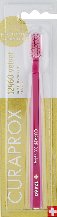 Зубная щётка CS 12460 Velvet, малиновая с розовой щетиной - Curaprox — фото N1