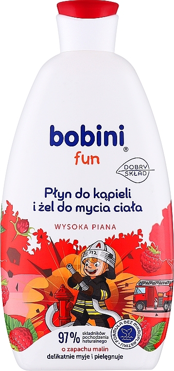 Гель-пена для ванны с ароматом малины - Bobini Fun Bubble Bath & Body High Foam Raspberry — фото N1