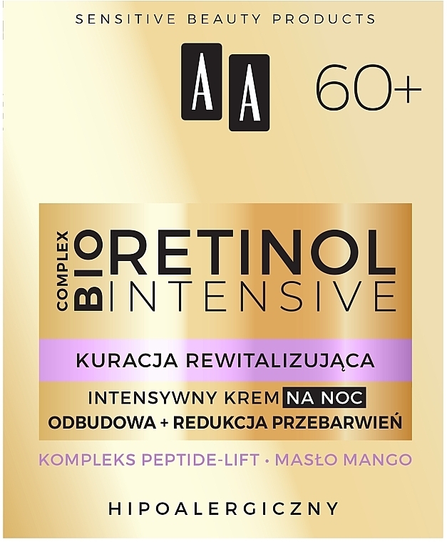 Інтенсивний нічний крем для обличчя 60+ - AA Cosmetics Retinol Intensive Night Cream — фото N1