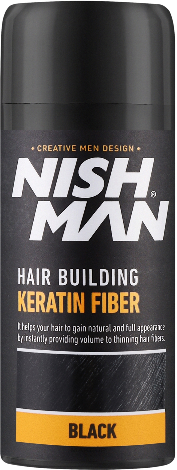 Набір для нарощування волосся кератиновим волокном - Nishman Hair Building Keratin Fiber (powder/21g + mist/100ml) — фото Black