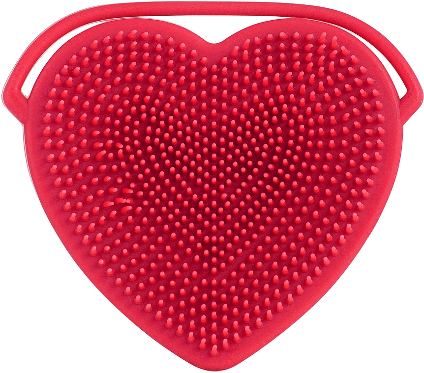 Спонж силиконовый для умывания и массажа, PF-59, сердце, красный - Puffic Fashion — фото N2