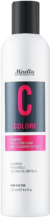 Шампунь для окрашенных волос с экстрактом черники - Mirella Professional Hair Factor Colore Shampoo with Blueberry Extract