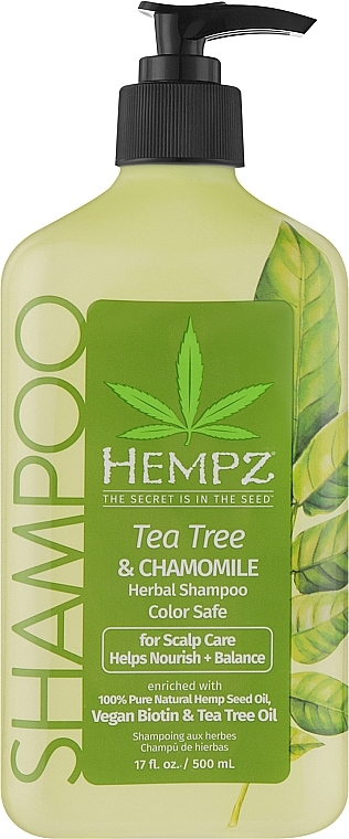Шампунь із чайним деревом, ромашкою, веганським біотином для догляду за шкірою голови  - Hempz Daily Tree & Chamomile Shampoo Set With Vegan Biotin For Scalp Car — фото N1