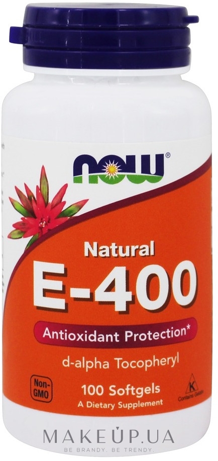 Капсулы "Витамин E-400" - Now Foods Vitamin E-400 D-Alpha Tocopheryl Softgels — фото 100шт