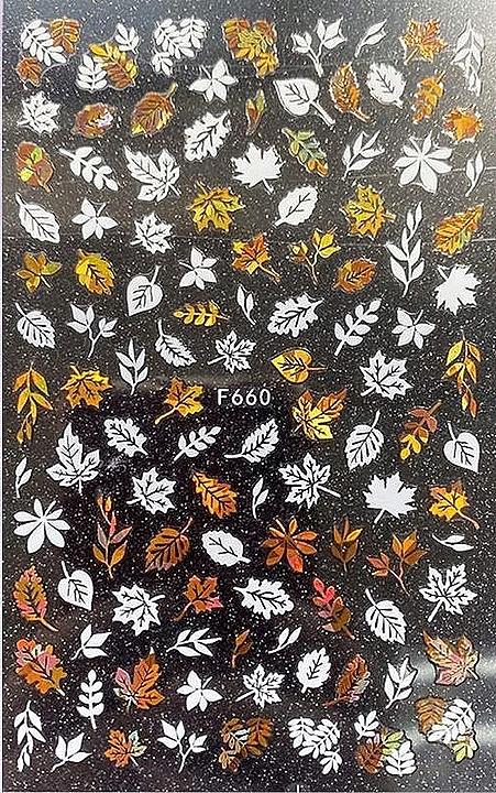 Наклейки для ногтей самоклеящиеся "Осенние листья", F660 - Deni Carte — фото N1