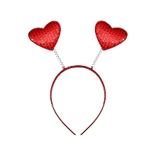 Обруч із сердечками, червоний - Ecarla — фото N1