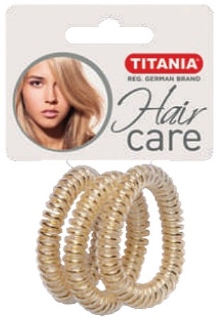 Резинка для волос пластмассовая "Anti Ziep", золотая, 3 шт., диаметр 5 см - Titania — фото N1