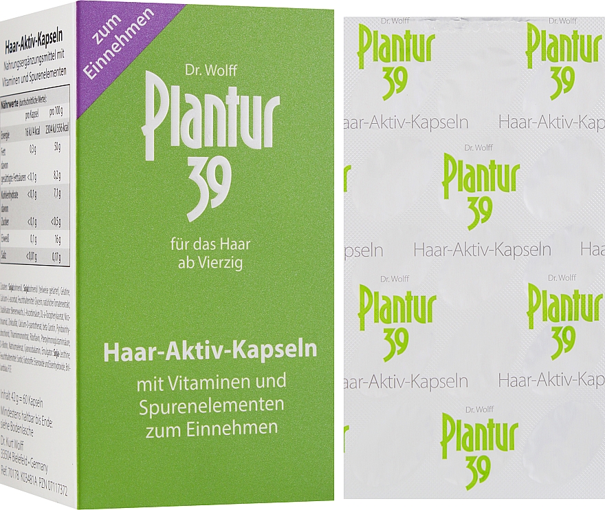 Лікування для волосся в капсулах - Plantur 39 Haar-Aktiv-Kapseln — фото N2
