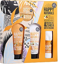 Парфумерія, косметика Набір - Dirty Works Happy Naturals (sh/gel/100ml + b/butter/100ml + scrub/100ml + flannel/towel)