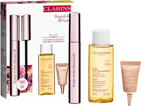 Набор - Clarins Wonder Perfect Mascara 4D Set (mascara/8ml + oil/50ml + eye/balm/3ml) — фото N1