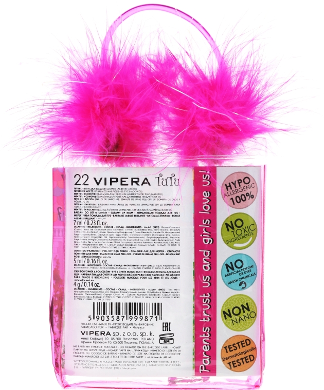 Tutu Mix 22 (n/polish/5ml + lip/gloss/7ml + eye/cheek/shadow/4,5ml + bag) - Набір косметики для дівчинки — фото N2