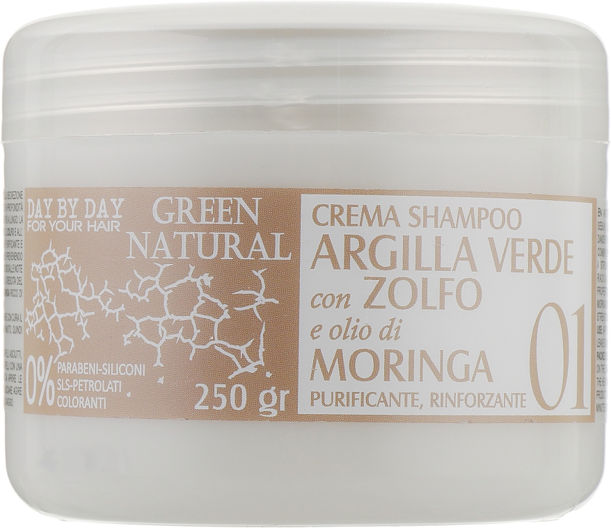 Крем-шампунь із зеленою глиною, біосіркою й олією моринги - Alan Jey Green Natural Cream-Shampoo — фото N2