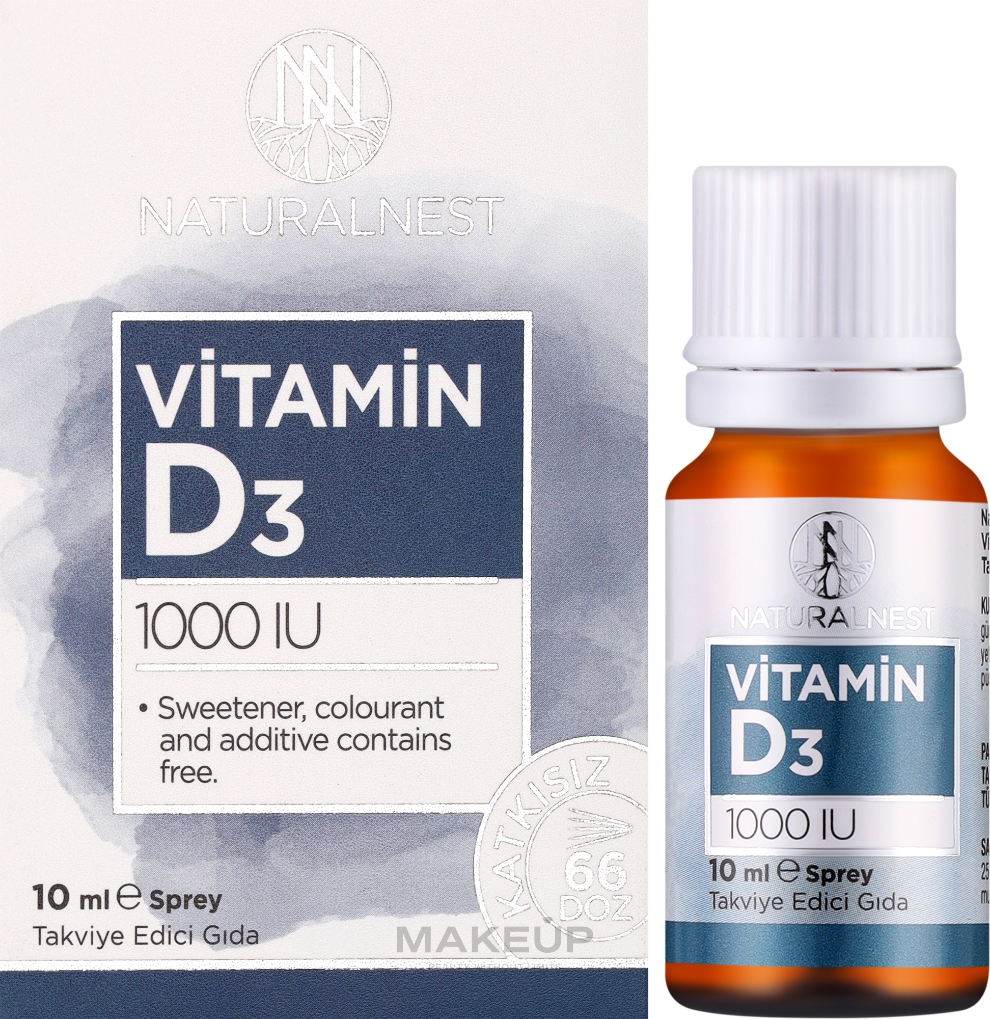 Дієтична добавка "Вітамін D3", спрей - NaturalNest Vitamin D3 1000 UI — фото 10ml