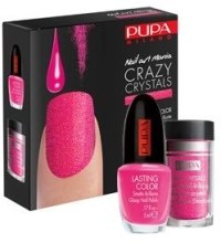 Парфумерія, косметика Набір для нігтів - Pupa Crazy Crystals Nail Art Kit №03 Fluo Yellow (Nail/5ml + Crystals + Mini Brush + Tray) 