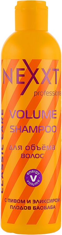 Шампунь для объема волос c пивом и эликсиром плодов баобаба - Nexxt Professional Volume Shampoo