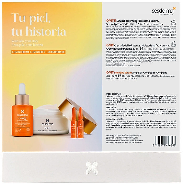 Набор - Sesderma Laboratories C-Vit Your Skin, Your History (serum/30ml + cr/50ml + ampoules/3x1.5ml) — фото N2