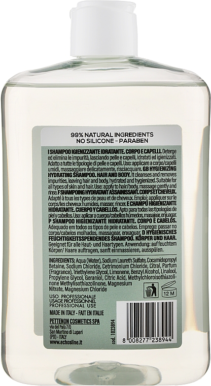 Дезінфекційний шампунь для тіла та волосся - Echosline B.Pur Hygienizing Hydrating Shampoo For Hair And Body — фото N2