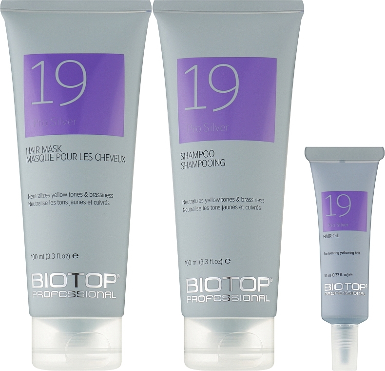 Набор - Biotop 19 Pro Silver Sample Kit (sh/100ml + h/mask/100ml + oil/10ml) — фото N3