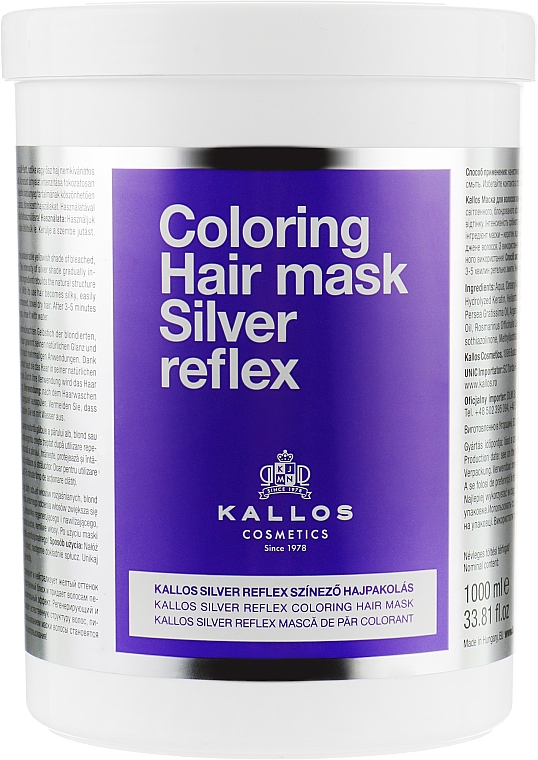 Маска для волосся - Kallos Cosmetics Coloring Hair Mask Silver Reflex — фото N3