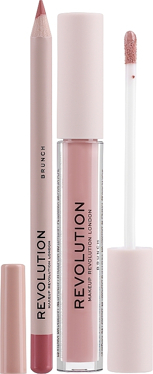 Набор для макияжа губ - Makeup Revolution Lip Contour Kit Brunch (lip/gloss/3ml + lip/pencil/0.8g) — фото N3