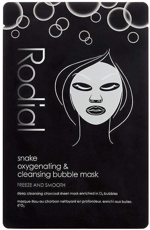 Тканевая пузырьковая маска для лица с древесным углем - Rodial Snake Oxygenating & Cleansing Bubble Sheet Mask — фото N1