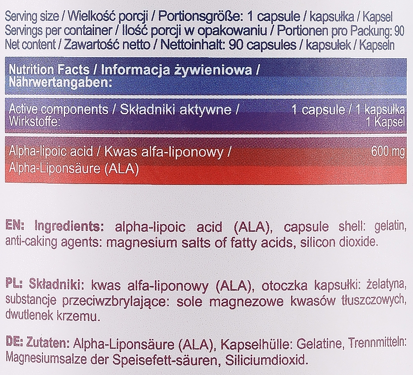 Харчова добавка "Альфа-ліпоєва кислота" - Allnutrition Adapto ALA — фото N3