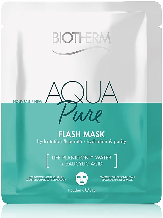 Зволожувальна тканинна маска для очищення шкіри обличчя - Biotherm Aqua Pure Flash Mask