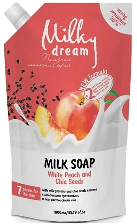 Жидкое мыло "Белый персик и семена чиа" - Milky Dream Milk Soap White Peach And Chia Seeds (дой-пак) — фото N1