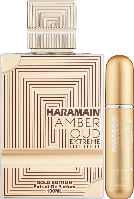 УЦЕНКА Al Haramain Amber Oud Gold Edition Extreme Pure Perfume Gift Set - Набор (perfume/100ml + atomiser/10ml) * — фото N1
