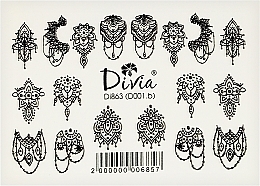 Парфумерія, косметика Наклейки для нігтів "3D" чорно-білі, Di863 - Divia Nail stickers "3D" black and white, Di863
