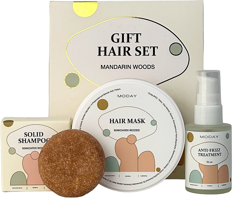 Набор для волос "Mandarin Woods" - MODAY Gift Hair Set (shm/40g + mask/100ml + treatment/30ml) — фото N1