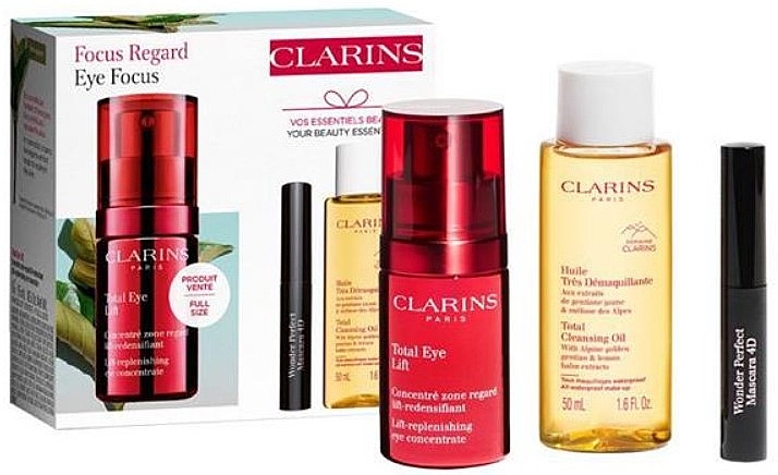Набор - Clarins Eye Focus Gift Set (eye/conc/15ml + oil/50ml + mascara/3ml) — фото N1