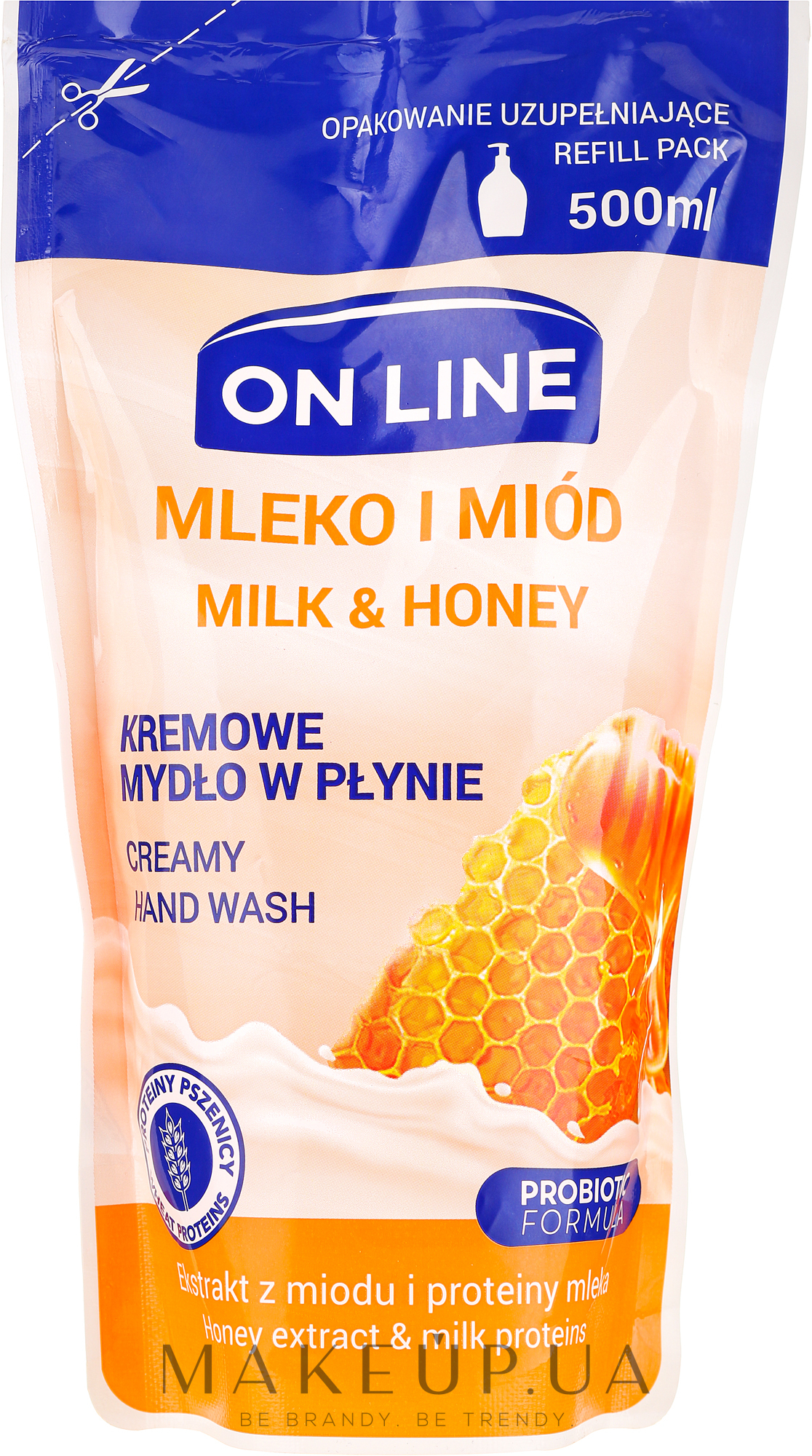 Жидкое мыло - On Line Milk & Honey Liquid Soap (дойпак) — фото 500ml