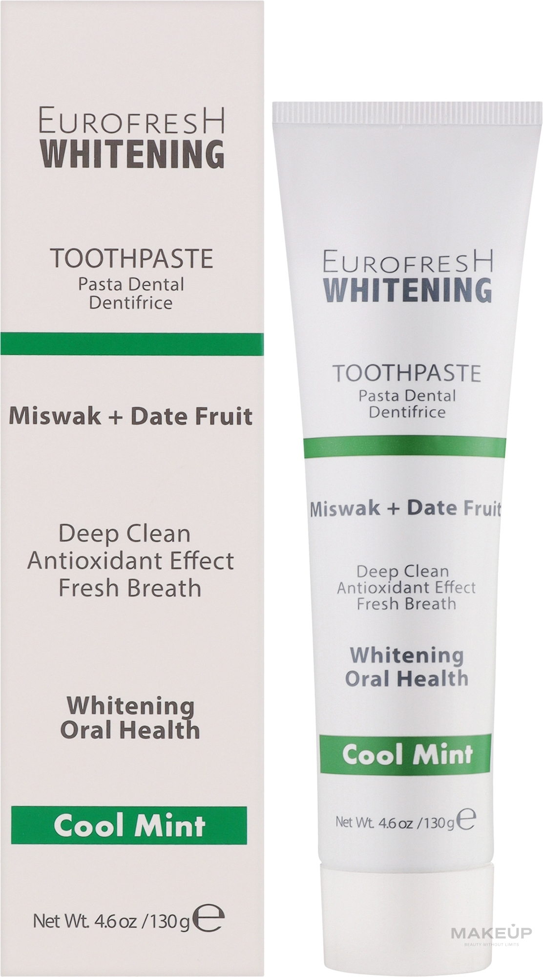 Отбеливающая зубная паста с мисваком и финиками - Farmasi Eurofresh Whitening Toothpaste Miswak + Date Fruit — фото 130g