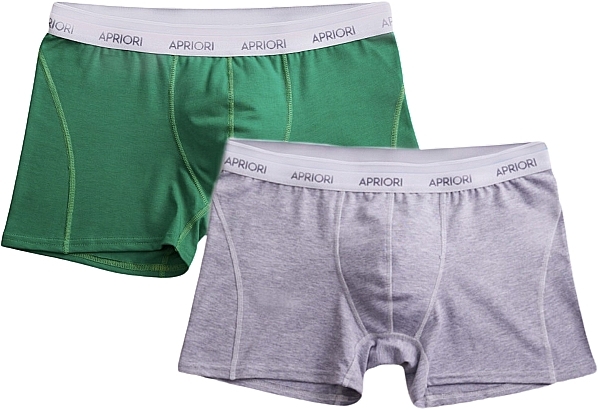 Трусы-транки мужские, 2 шт, серый/зеленый - Apriori Be Yourself — фото N1