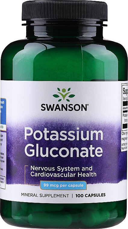 Диетическая добавка "Глюконат калия", 99мг 100шт - Swanson Potassium Gluconate — фото N1