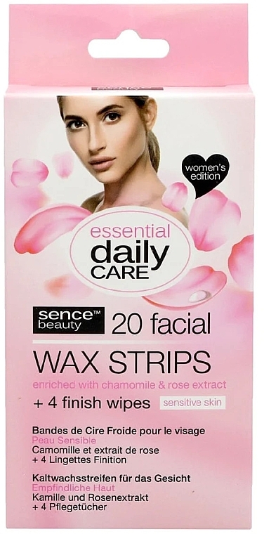 Восковые полоски для депиляции лица для чувствительной кожи, 20 шт - Sence Facial Wax Strips Sensitive Skin — фото N1