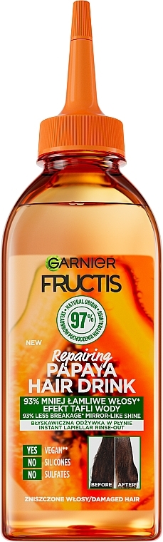 Кондиционер для волос, восстанавливающий "Папайя" - Garnier Fructis Hair Drink Papaya — фото N1