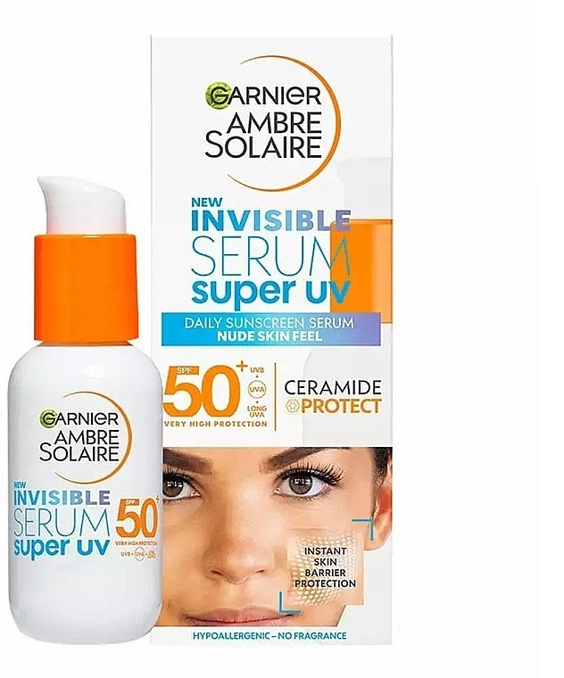 Сонцезахисна сироватка для обличчя - Garnier Ambre Solaire Invisible Serum Spf50 — фото N1