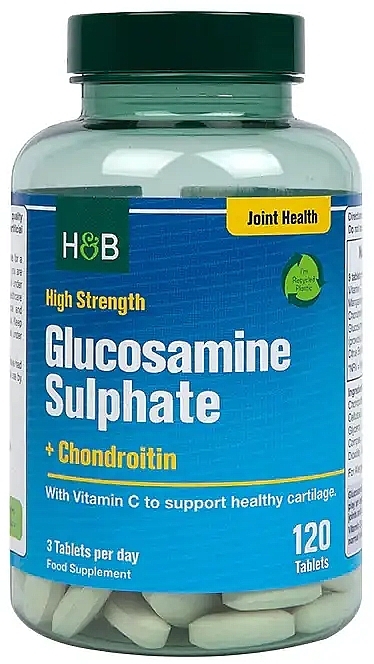 Пищевая добака "Глюкозамина + хондроитин", 1100mg - Holland & Barrett High Strength Glucosamine Sulphate & Chondroitin — фото N1