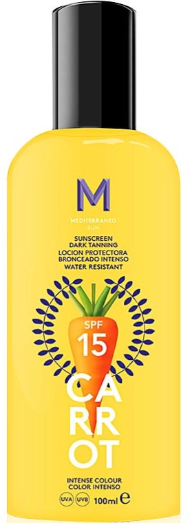 Сонцезахисний крем для темної засмаги - Mediterraneo Sun Carrot Sunscreen Dark Tanning SPF15 — фото N1