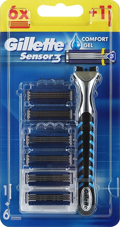 Бритва с 6 сменными кассетами - Gillette Sensor 3 — фото N1