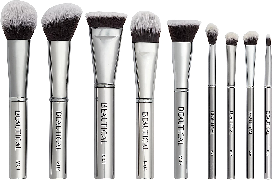 Набор кистей для макияжа, 9 шт - Beautical Metal Glam Brush Set — фото N1