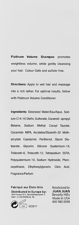 Шампунь для об'єму волосся - J Beverly Hills Platinum Volume Shampoo — фото N3