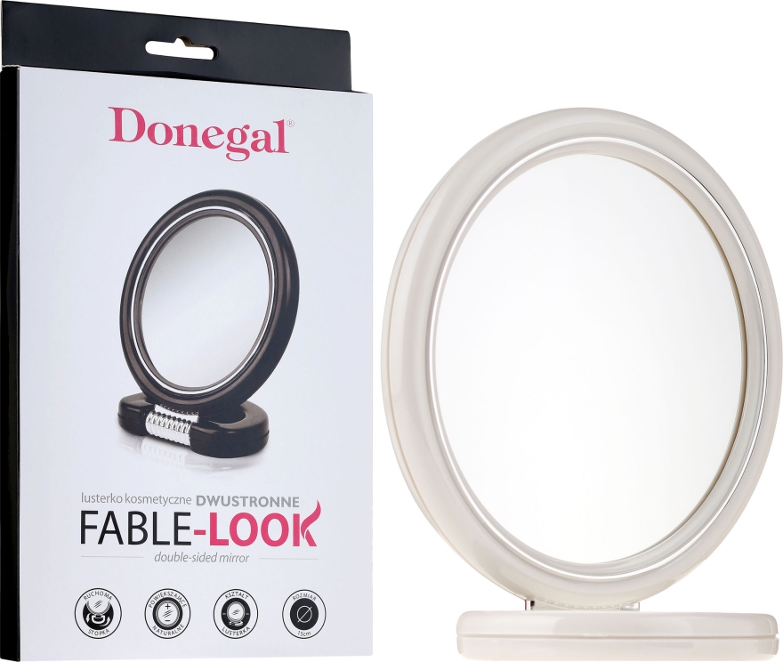 Двостороннє дзеркало кругле, на підставці, 15 см, 9502, біле - Donegal Mirror — фото N2